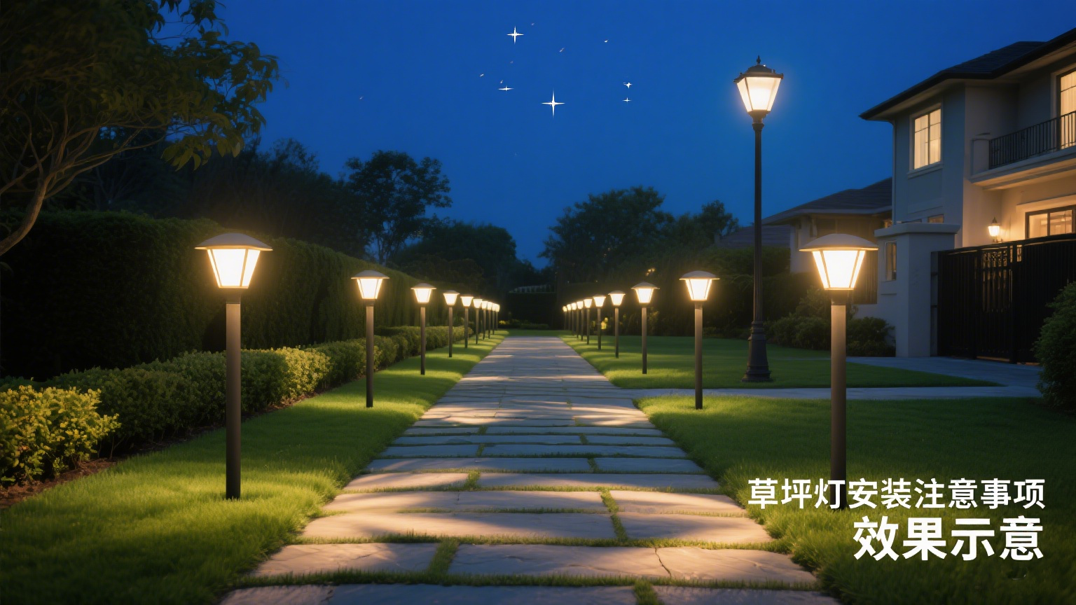 草坪燈安裝注意事項(xiàng) 效果示意
